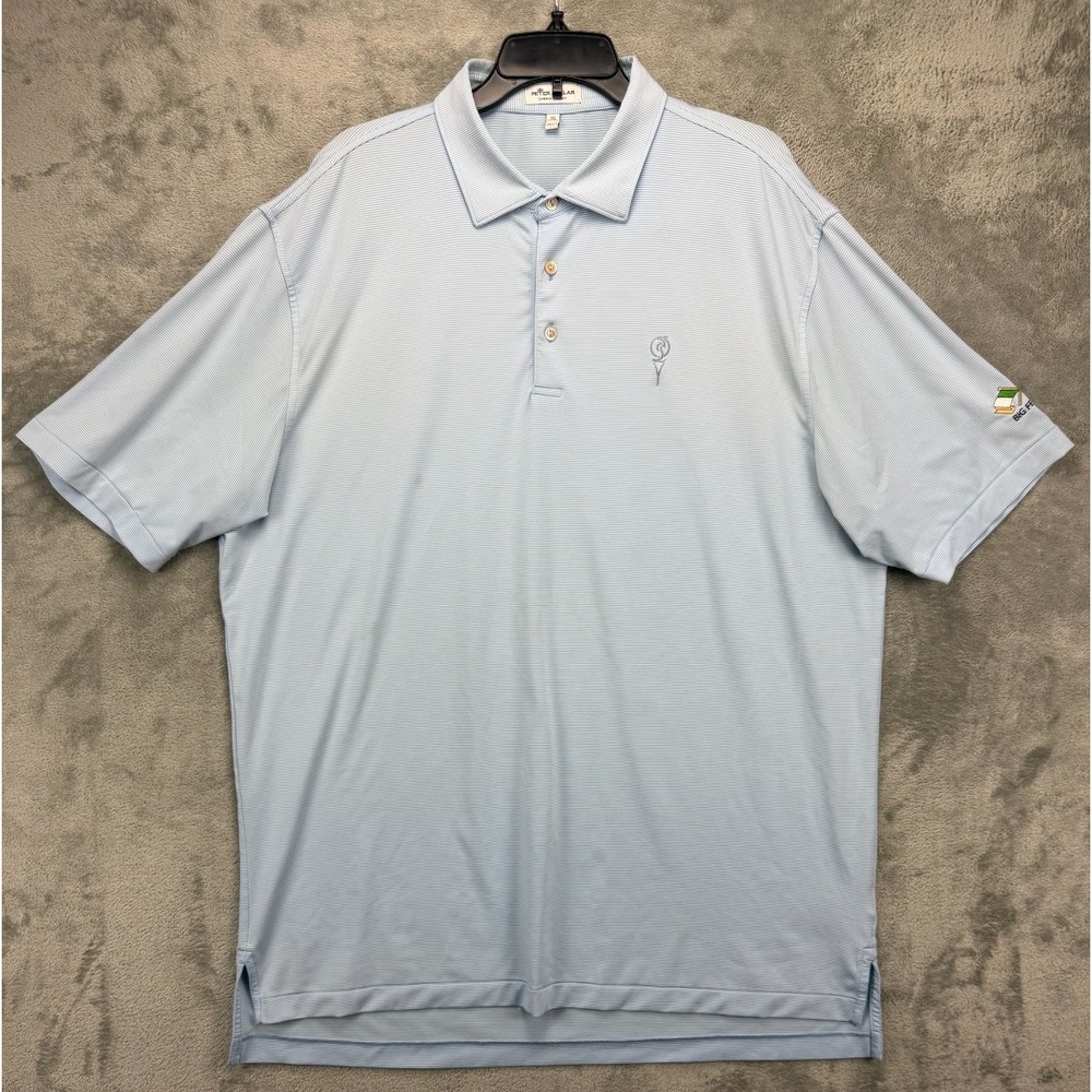 Peter Millar Men's Summer Comfort Polo Shirt XL Blue/White‎ Striped Performance